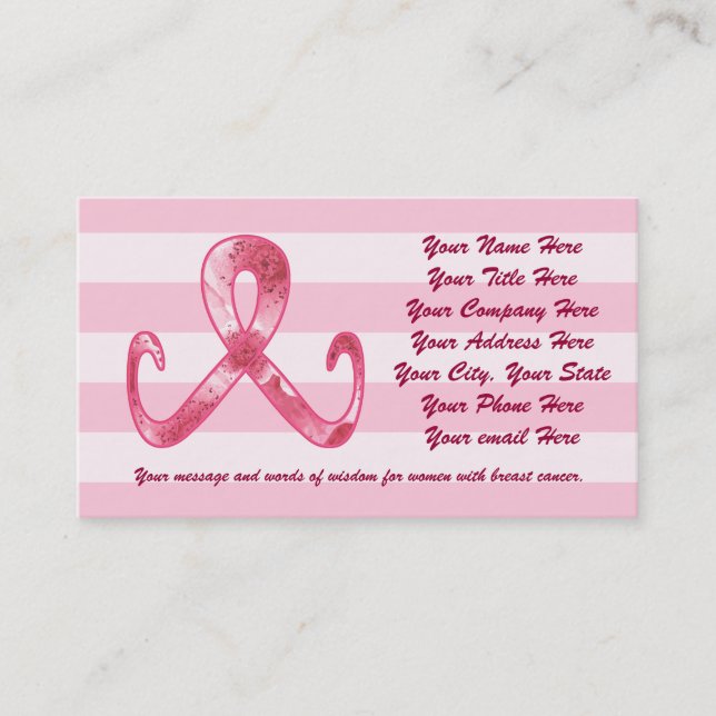 Pink Ribbon Thank You Business Card (Front)