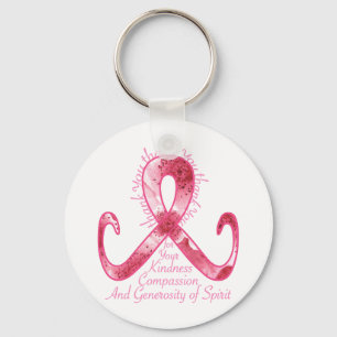 Pink Ribbon Thank You Key Ring