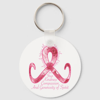 Pink Ribbon Thank You Key Ring