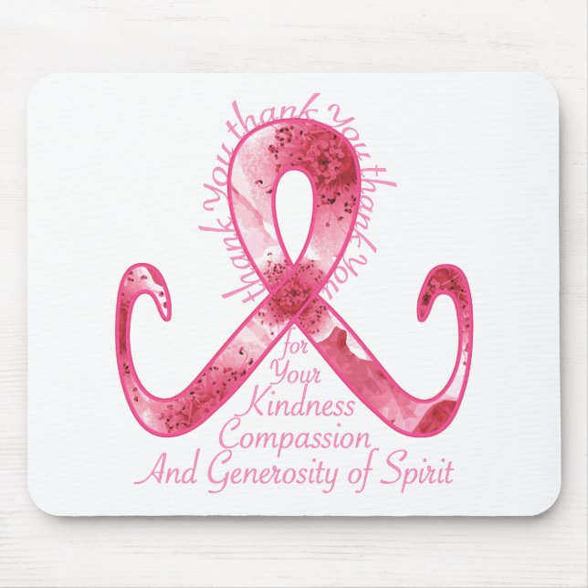 Pink Ribbon Thank You Mouse Pad (Front)