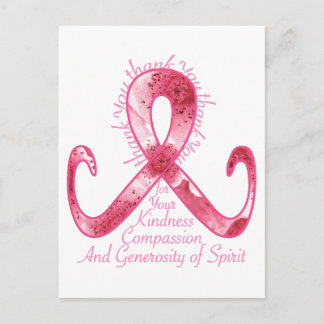 Pink Ribbon Thank You Postcard