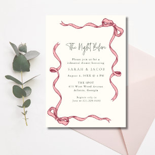 Pink Ribbon The Night Before Rehearsal Dinner Invitation