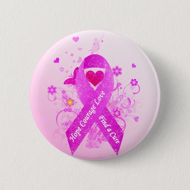 Pink Ribbon Vintage 6 Cm Round Badge (Front)