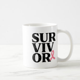 Pink Ribbon Warrior Breast Cancer Awareness Women Coffee Mug