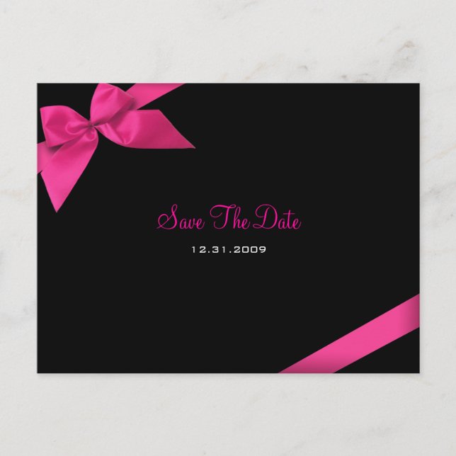 Pink Ribbon Wedding Save the Date Announcement (Front)