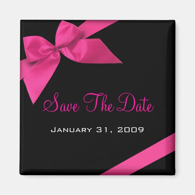 Pink Ribbon Wedding Save The Date Announcement1 Magnet (Front)