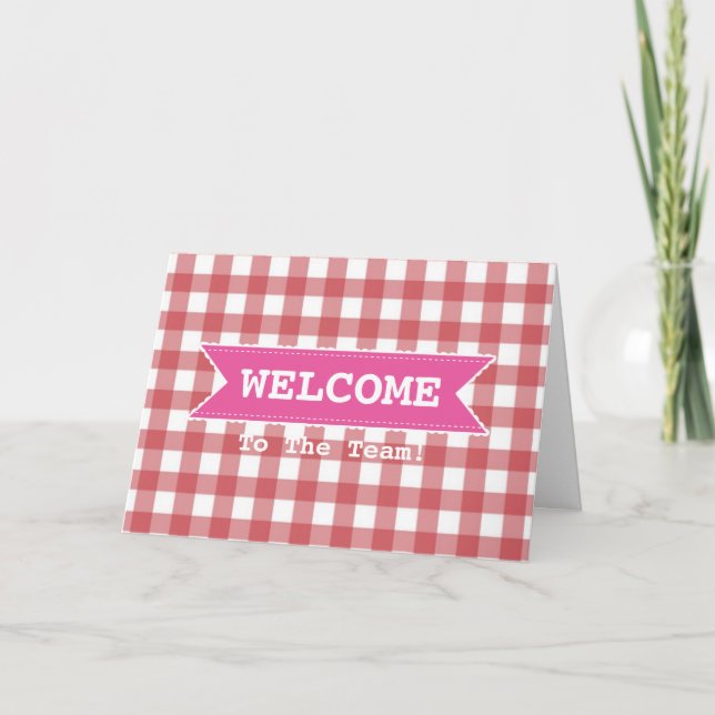 Pink Ribbon White Border Plaid Pattern Seamless Card (Front)