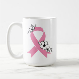 Pink Ribbon with Blossoms Coffee Mug