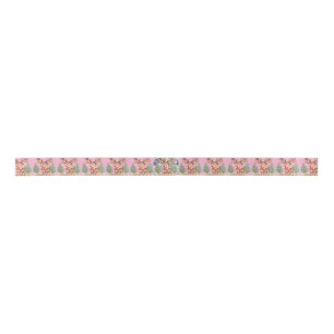 Pink Ribbon with Deer Satin Ribbon
