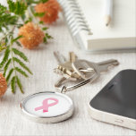 Pink Ribbon with Heart Key Ring<br><div class="desc">Pink Ribbon</div>
