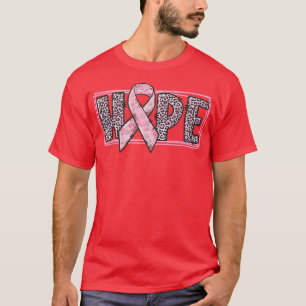 Pink Ribbon With Leopard Print Hope Breast Cancer T-Shirt
