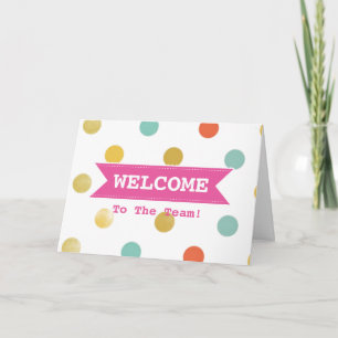 Pink Ribbon with White Border Colorful Polka Dots Card
