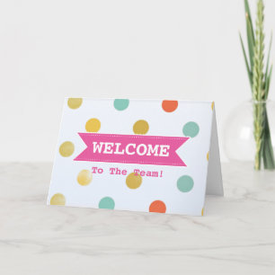 Pink Ribbon with White Border Colorful Polka Dots Card