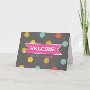 Pink Ribbon with White Border Colorful Polka Dots Card