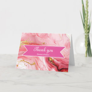 Pink Ribbon with White Border Cute Thank You