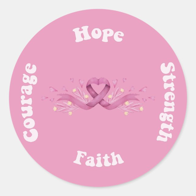Pink Ribbon Women Cancer Awareness Breast Cancer  Classic Round Sticker (Front)