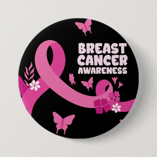 Pink Ribbon Women Cancer Breast Cancer Awareness 7.5 Cm Round Badge