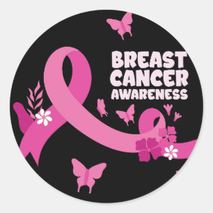 Pink Ribbon Women Cancer Breast Cancer Awareness  Classic Round Sticker