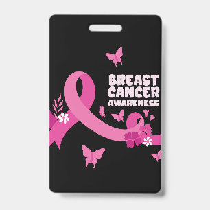 Pink Ribbon Women Cancer Breast Cancer Awareness  ID Badge