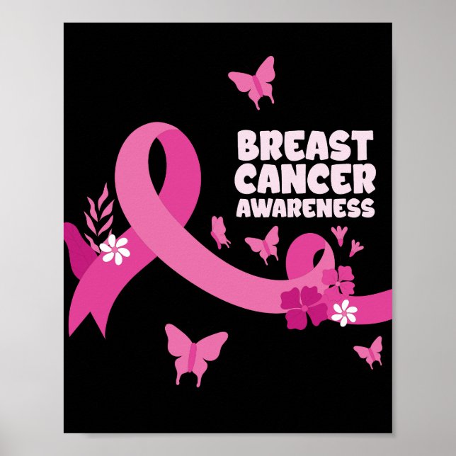 Pink Ribbon Women Cancer Breast Cancer Awareness  Poster (Front)