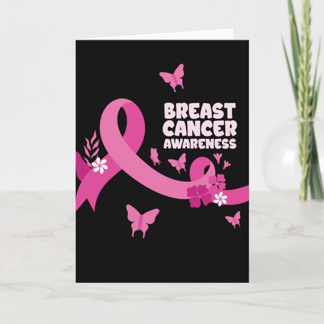 Pink Ribbon Women Cancer Breast Cancer Awareness  Thank You Card (Front)