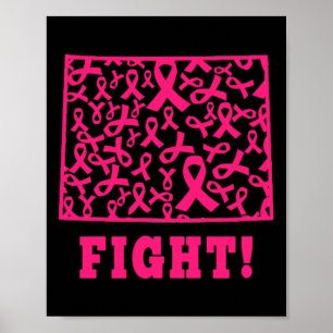 Pink Ribbon Wyoming Wy State Breast Cancer Fight S Poster