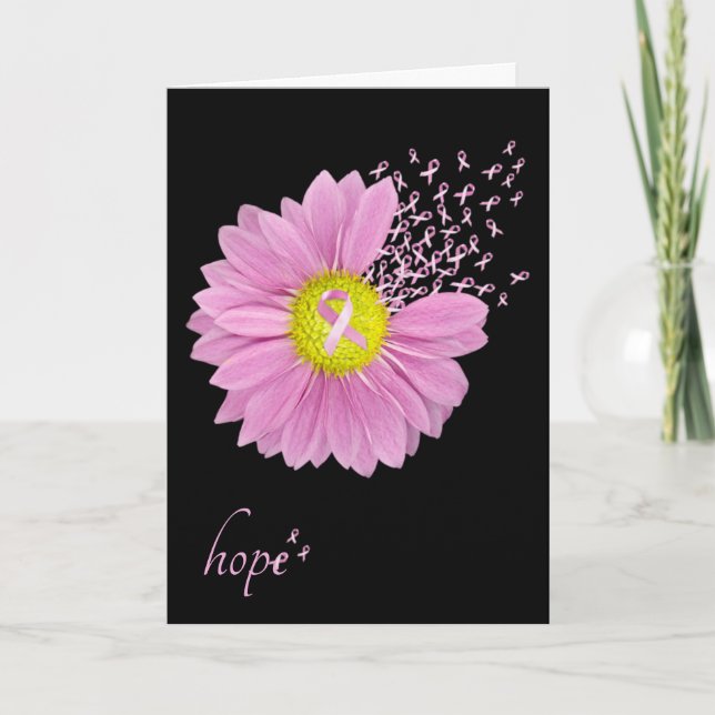 Pink Ribbons and Daisy Thinking of you Card (Front)