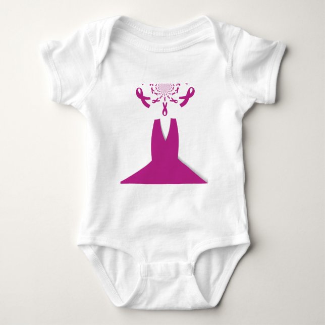 Pink Ribbons Breast Cancer Awareness Art Print Baby Bodysuit (Front)