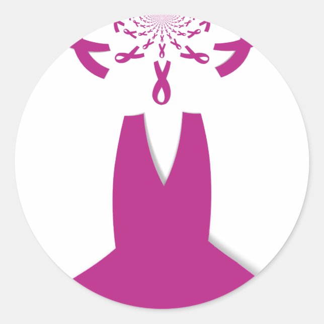 Pink Ribbons Breast Cancer Awareness Art Print Classic Round Sticker (Front)