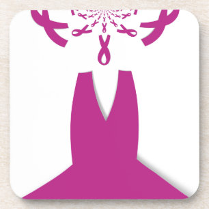Pink Ribbons Breast Cancer Awareness Art Print Coaster