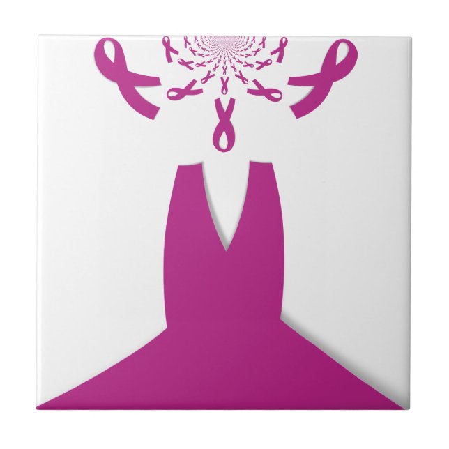 Pink Ribbons Breast Cancer Awareness Art Print Tile (Front)