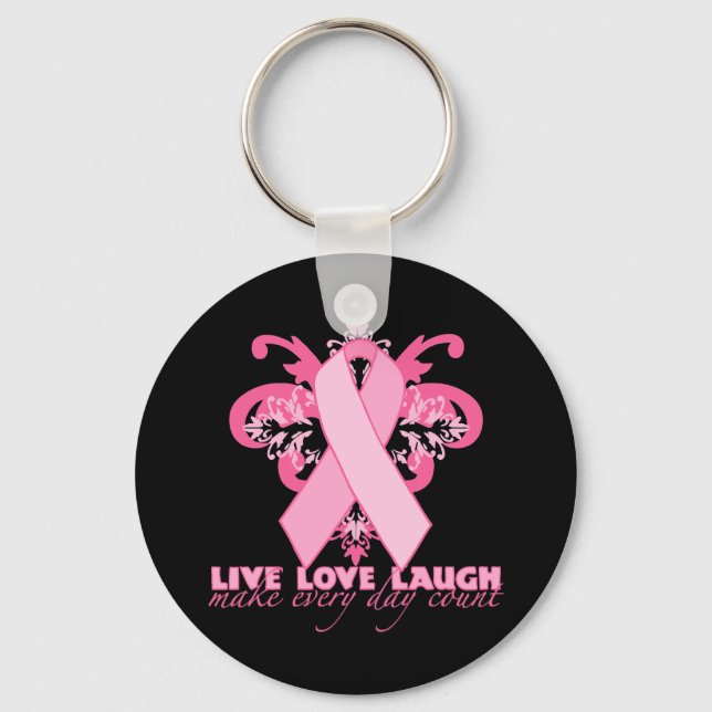 Pink Ribbons Every Day Key Ring (Front)