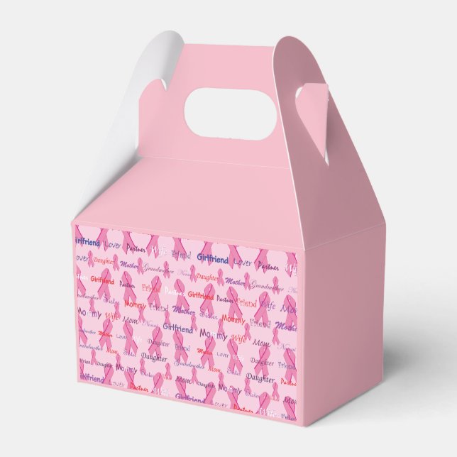 Pink Ribbons for Cancer Support and Awareness Favour Box (Front Side)