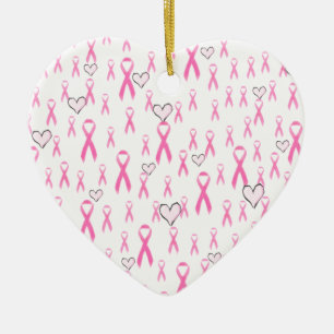 Pink Ribbons,I Care!_ Ceramic Tree Decoration