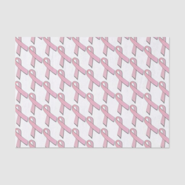 Pink Ribbons Tiled Pattern Tissue Paper (Front)