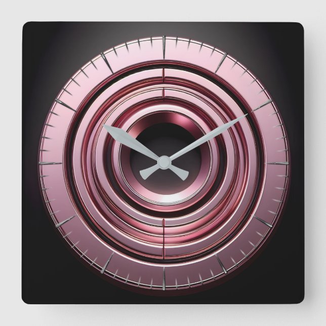 pink rings square wall clock (Front)