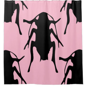 pink roaches bathroom shower curtain