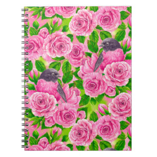 Pink Robin and roses Notebook