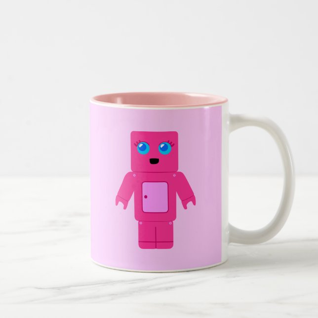 Pink Robot Two-Tone Coffee Mug (Right)