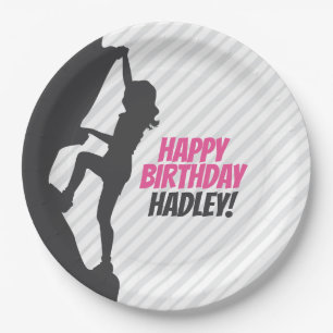 Pink Rock Climbing Birthday Rock Climbing Custom Paper Plate