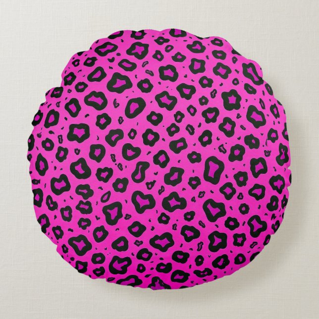 Pink rock girafe round cushion (Front)