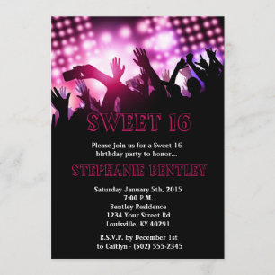 Pink Rock Star Sweet 16 Birthday Invitation