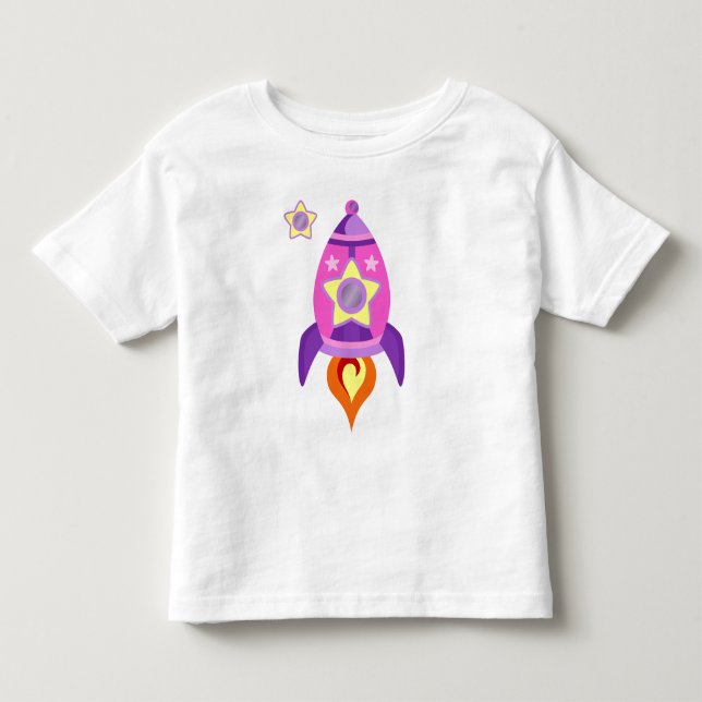 Pink Rocket Ship Toddler T-Shirt (Front)