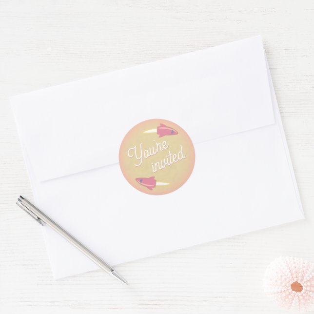 Pink Rockets & Moon Envelope Seal (Envelope)