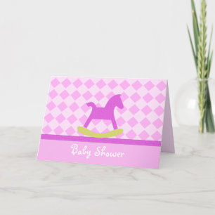 Pink Rocking Horse Baby Shower Invitation