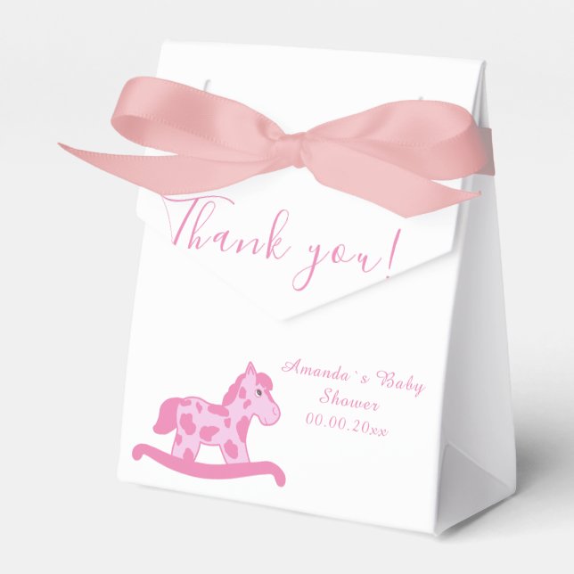 Pink Rocking Horse Baby shower Party favour box (Front Side)