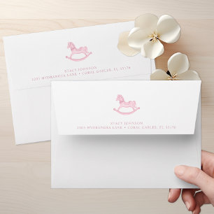 Pink Rocking Horse Baby Shower Self-Addressed Envelope