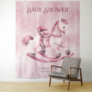 Pink Rocking Horse Backdrop Tapestry