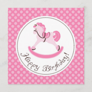 Pink Rocking Horse Birthday Card