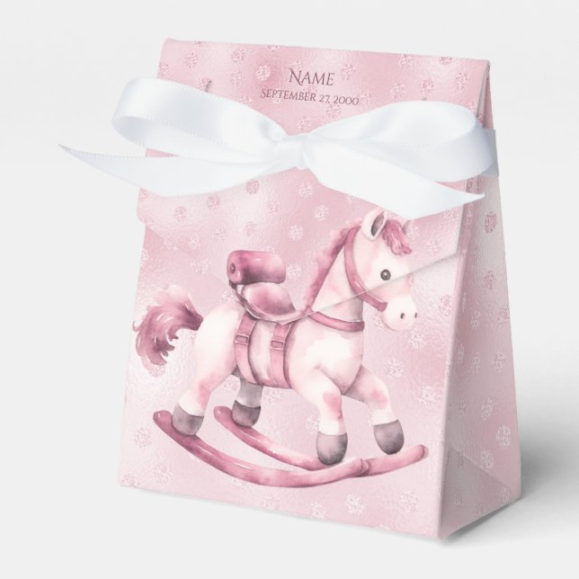 Pink Rocking Horse Favour Box (Front Side)